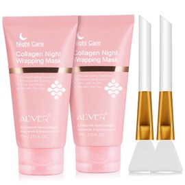 Collagen Night Wrapping Mask, 2 Packs Peel Off Gesichtsmaske mit Jelly Brush, Jelly Masken für Gesichtsbehandlungen Professionelle koreanische Hautpflege, Elastizität & Hydration Pflege über Nacht