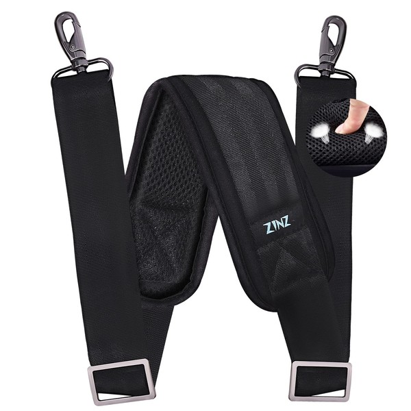 [ZINZ] 78.7 inches (200 cm) Shoulder Belt, Extra Thick Fixed Cushion Pad, Shoulder Strap, Replacement, Shoulder Strap/PC Bag, Camera Case, Business Bag, Sports Bag, Shoulder Bag, Etc., Black