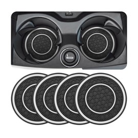 Osilly Car Coasters for Cup Holder, 2.75 Inch No-Slip Anti Dust Insert Coaster, Universal Auto Waterproof Coasters Silicon Insulation Cup Mats for Woman Man, Suit for Vehicle (Black/White, 4PCS)