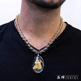 Shikui 075_2 Embossed Dragon Crystal Pendant, Natural Crystal, Necklace, 19.7 inches (50 cm), Power Stone, Crystal, Quartz