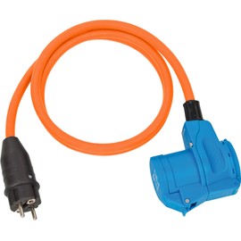 Brennenstuhl Brennenstuhl Camping CEE Adapterleitung mit Schutzkontakt-Stecker und CEE-Winkelkupplung inkl. Schutzkontakt-Steckdose (1,5m Kabel in Orange, 230V/16A, Einsatz im Au?enbereich, Made in Germany)