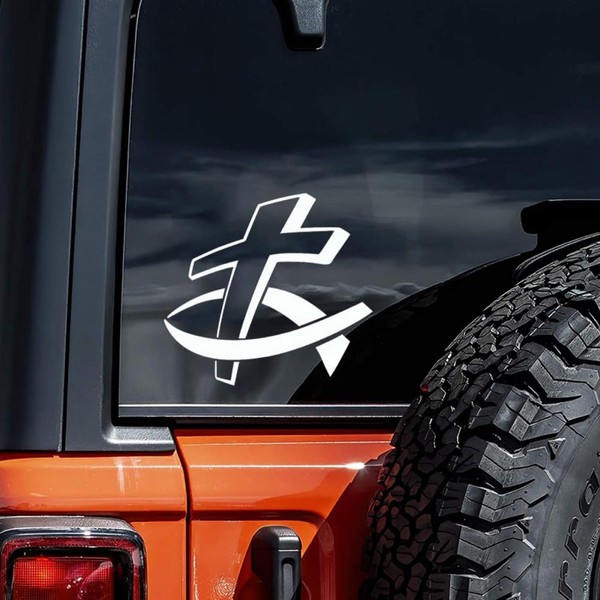 2PCS Christian Fish with Cross Religious Belief Decal, 5.12"x4.72" Faith