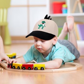 Cute Embroidered T-Rex Dinosaur Trucker Hat Kids Baseball Cap Adjustable Snapback Hat for Boys Girls Age 2-8
