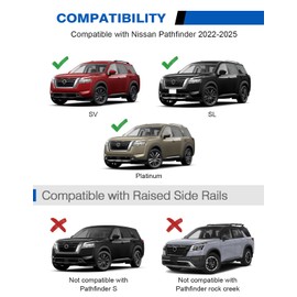 Wonderdriver Roof Rack Cross Bars 220lbs Compatible with Nissan Pathfinder 2022 2023 2024 2025 SV SL Platinum with Raised Side Rails,Heavy Duty All-Metal Aluminum Roof Rails Crossbars Cargo Canoe