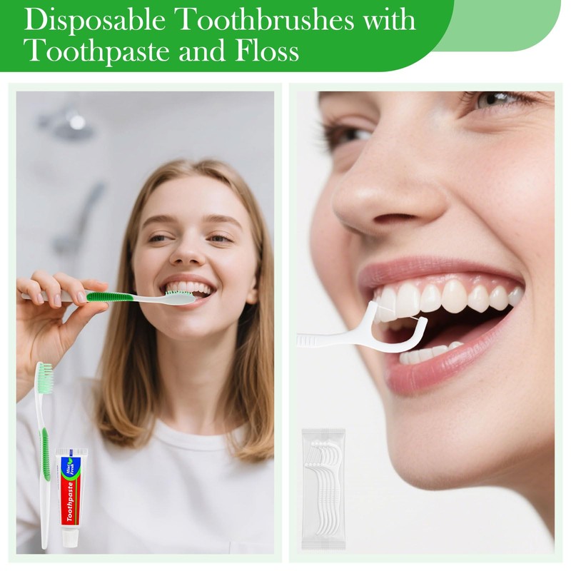 HAIFOTRVA 50 Set Disposable Toothbrushes with Toothpaste,5-in-1 Personal Care Travel