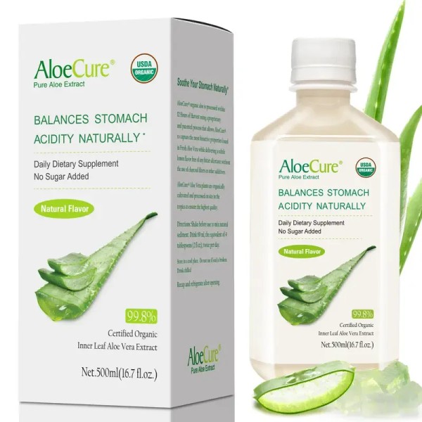 AloeCure USDA Organic Aloe Vera Juice Made Within 12 Hours