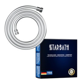 STARBATH Shower Hose 250 cm Anti-Twist Smooth Shower Hose 250 cm Anti-Explosion Design Shower Hose 2.5 m with Twist-Proof Brass Connections, Flexible, Kink and Leak-Proof, Chrome