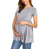 PrettyLife Womens Maternity Pleated Tops Modal Short Sleeve Flattering Pregnancy