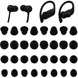 Rqker Eartips Compatible with Beats Flex Powerbeats Pro Earbuds, 16 Pairs S/M/L/D Sizes Soft Silicone Tips Ear Tips Replacement Earbuds Tips, Compatible with Beats Flex PB Pro 16 Pairs Black