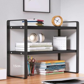 SIDIANBAN Desktop Organizer Shelf Office Storage Rack Computer Desk Bookshelf Adjustable Display Shelf for Office Supplies (Black)