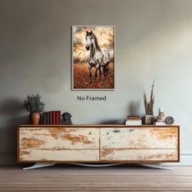 NIIORE Wild Horses Canvas Wall Art, Wildflower Animal Print for Farmhouse Living Room Decoration, Rustic Wall Decor, 16x24 Inch Unframed