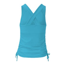 UV SKINZ Women's Swim Tankini – Modest Tankini Top with Built-in Bra Support, UPF 50+ Sun Protection, Flattering Ruched Sides to Conceal Tummy, Comfortable Swimwear for Women - Hawaiian Ocean - XL