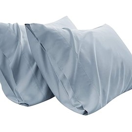 Waterlily 100% Bamboo Lyocell Pillow Cases Pack of 2 Pillowcase for Hair and Skin Envelope Set 50x75 Natural Organic Soft Vegan Silk Luxury Bedding (Light Blue)