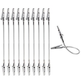 PATIKIL 10 Pcs Double Head Alligator Clip, Flexible Metal Long Hose Alligator Clip Memo Clips Strong Clip Picture Note Holders for DIY Photo Memo, Silver