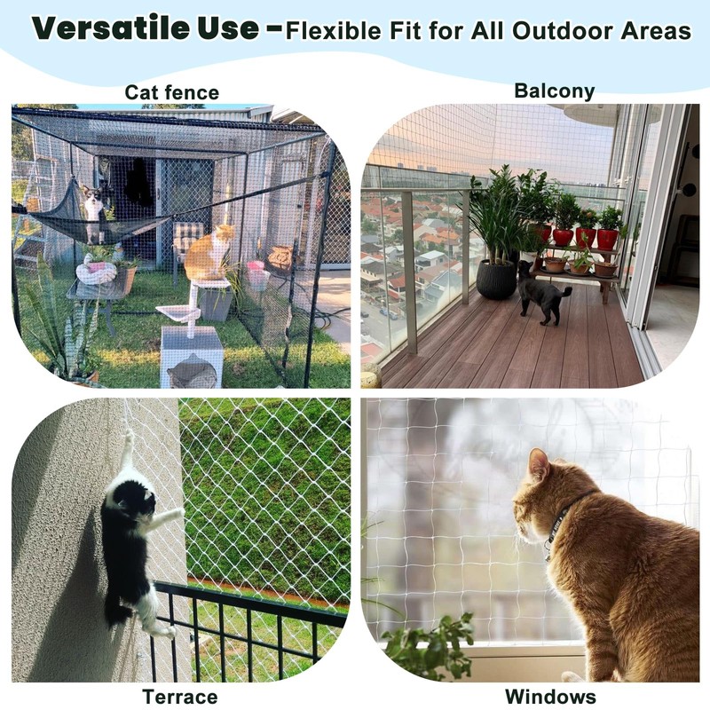 Jukibole Cat Net for Balcony, 10 x 3 m, No