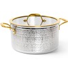 Michelangelo Triply Stainless Steel Stock Pot with Lid, Luxury Hammered