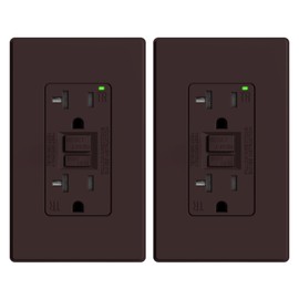 ELEGRP GFCI Outlet 20 Amp, Self-Test GFI Electrical Outlet with Thinner Design, TR Tamper Resistant GFCI Receptacle, Ground Fault Circuit Interrupters with Wall Plate, UL Listed, Brown, 2 Pack