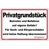 Sign Privatgrundstück Betreten und Befahren Sign 210 x 140 mm