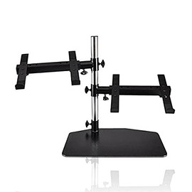 Pyle Portable Dual Laptop Stand - Standing Table Holder with Bracket Arms, Adjustable Height and Ergonomic Design for DJ Mixer, Sound Equipment, Workstation, Gaming and Home Use - PLPTS45