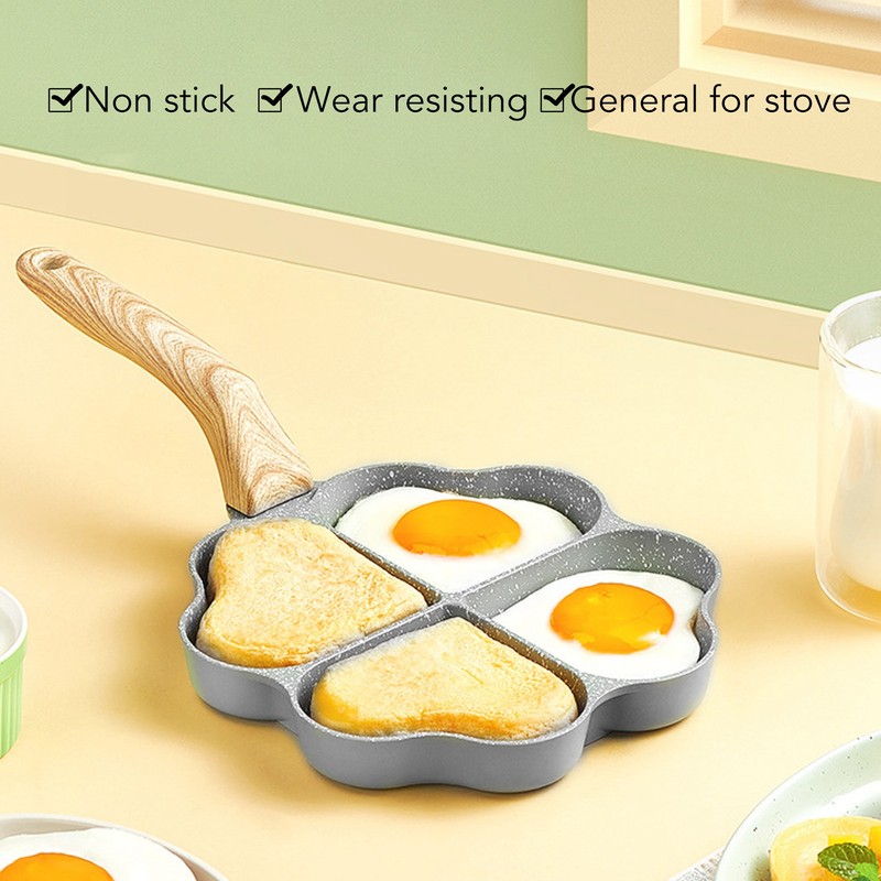 Egg Frying Pan Nonstick Heart Shaped 4 Cup Uniform Heating