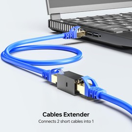 CNCOB Ethernet Coupler RJ45 Coupler 6 Pack Ethernet Connector Cable Extender Female to Female for Cat7/Cat6/Cat5e/Cat5 (2 Black + 2 White + 2Transparent)