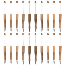 PATIKIL Beadable Pens, 20 Pack Black Ink Plastic Bead Pen Creative DIY Ballpoint Pens for Teacher Office DIY Crafts Party Decorations Handmade Supplies, Golden
