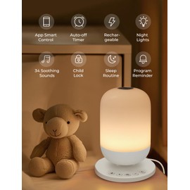 WOUWON Baby White Noise Machine Sleep Sound Machine 34 Soothing Sounds Timer Support APP Remote Control Voice Control Cloud Alarm Clock