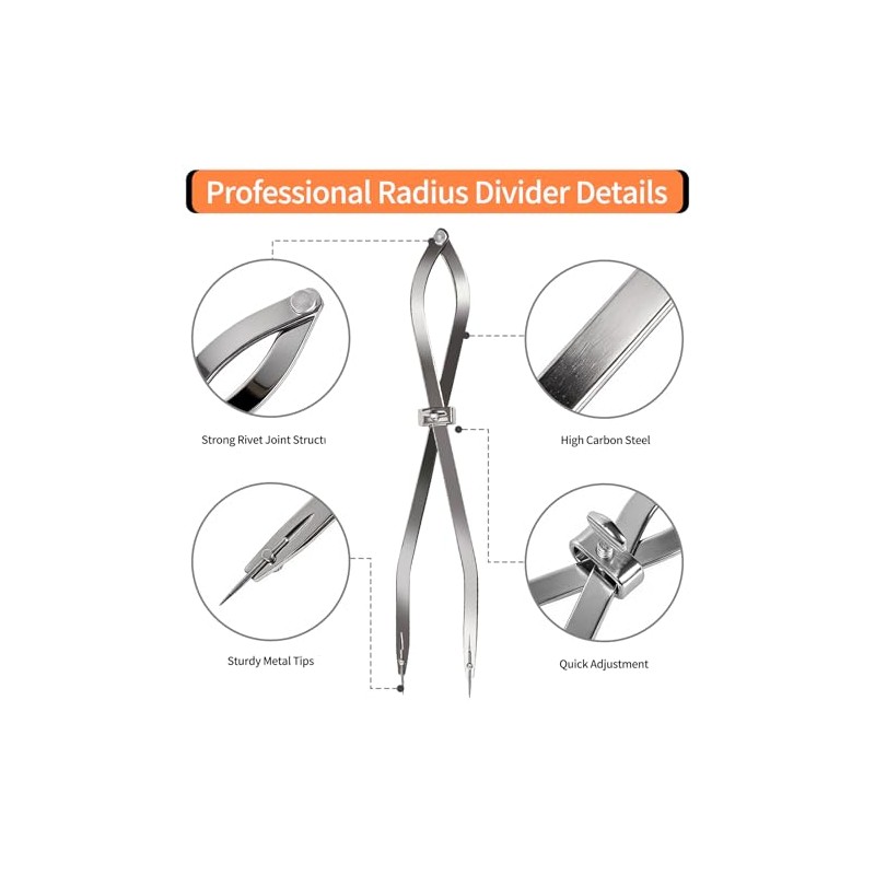 Radius Divider Tool 12 Inch, Fast Adjusting Scriber for Sheet