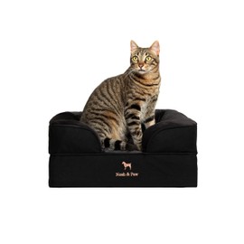 NOAH & PAW Small Dog Bed, 20x15x8 Inch, Cat Bed for Indoor Cats, Orthopedic Eggshell Memory Foam Infused with Cooling Gel, Waterproof Inner Cover Machine Washable (Denim Collection)