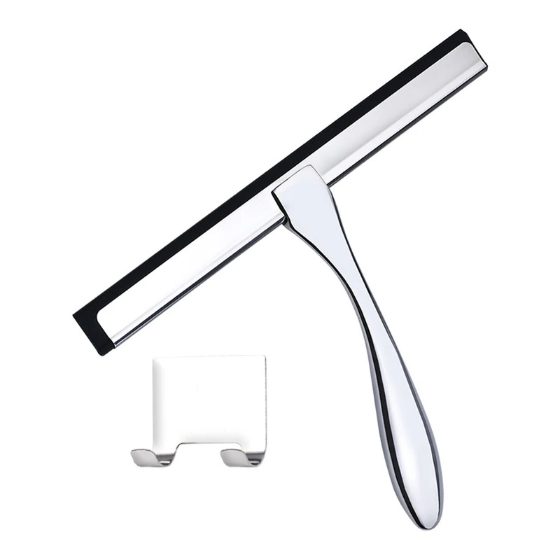 Silicone Shower Squeegee for Glass and Windows – Stainless Steel