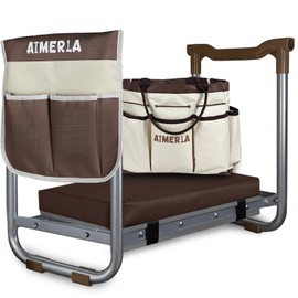 Aimerla K5 Foldable Garden Kneeler Seat Heavy Duty (Detachable Cloud Kneeler Pad) Garden Stool - 2 Large Capacity Garden Tool Bags with Pockets - Portable Garden Bench for Indoor and Outdoor