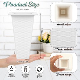 GlikCeil 20 Pack Plastic Flower Buckets 7.87 Inch Floral Buckets for Cut Flowers Modern Square Vases for Centerpieces Floral Display Vases for Wedding Home Florist Bar Supplies, White