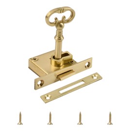 UFURMATE Vintage Lock with Key, 1 Pack Gold Cabinet Lock Set with Key Retro Desk Drawer Spring Interlock Decorative Antique Brass for Cabinet, Wardrobe, Drawer, Cupboard, Jewelry Boxes