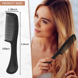 Aiofaervy 100 Pack Combs in Bulk, Individually Wrapped Disposable Combs, Bulk, Travel Comb, Black, 6Inch Long, Plastic Material, for Hotel, Shelter, Nursing Home, Charity, Church