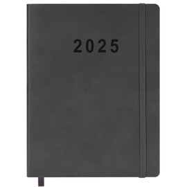 2025 Planner 8.5”x11”, 15-Month of Weekly and Monthly Planner from Oct 2024 to Dec 2025, Vegan Leather Cover, Elastic Closure, Grey
