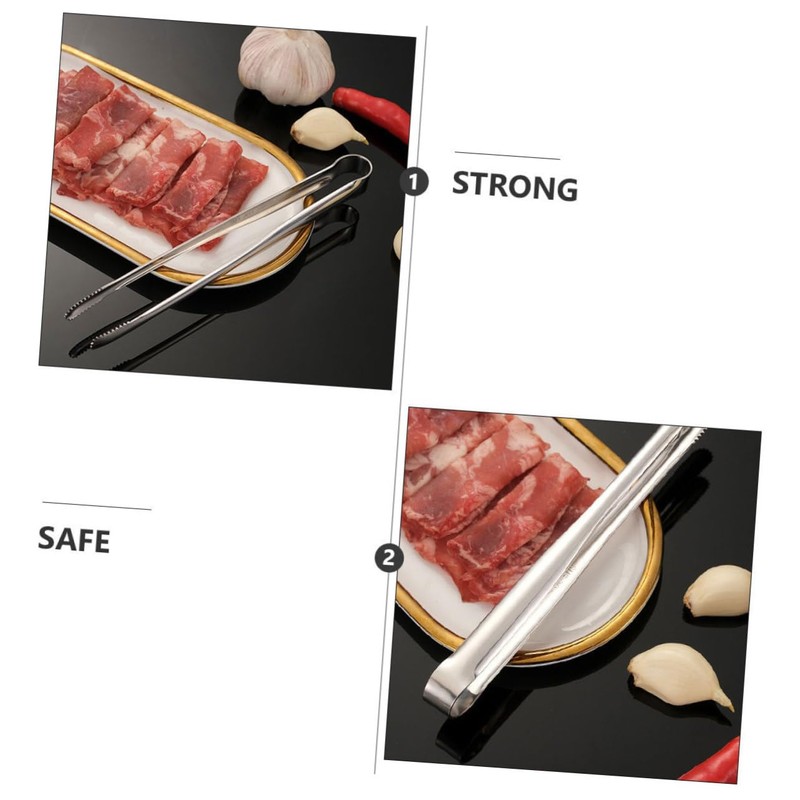 ULTECHNOVO 2Pcs Stainless Steel BBQ Tongs Reusable Kitchen Serving Clips