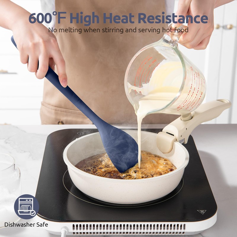 600ºF Heat Resistant Silicone Spoon: U-Taste 13.3in Solid Kitchen Cooking