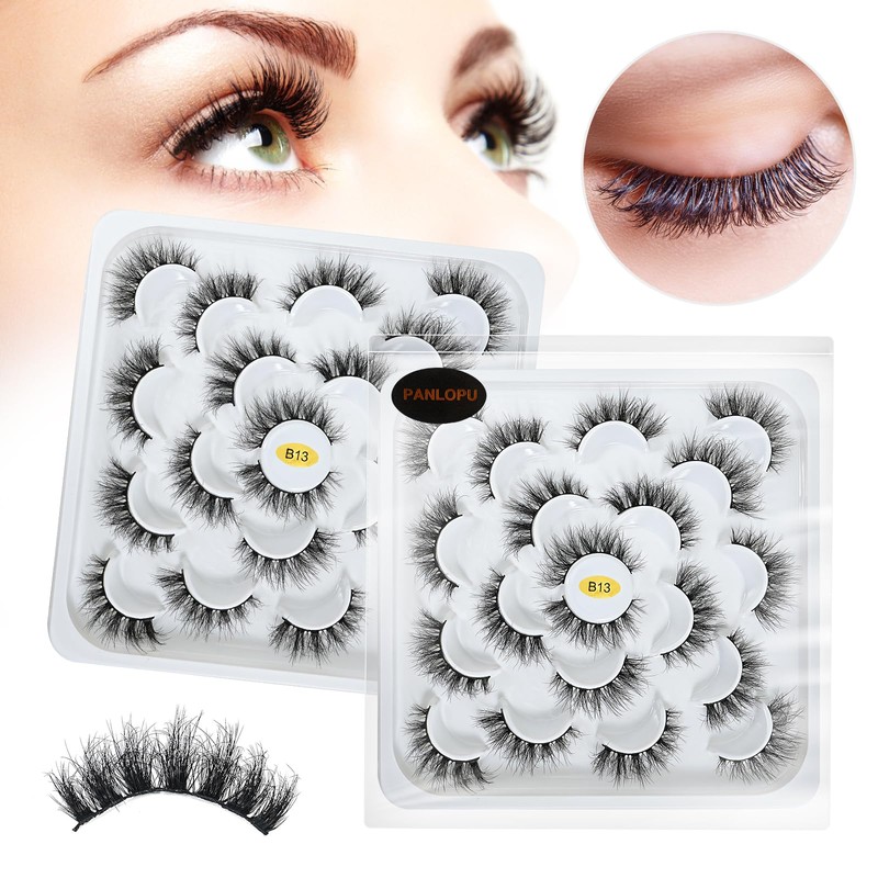 Natural-Looking False Eyelashes, Synthetic Fibres, Long and Large Eyelashes, 10