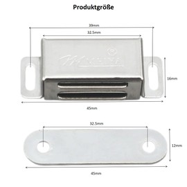 Yuiturt Door Magnet Magnetic Catch Pack of 4, Stainless Steel Magnets for Cabinet Doors, Strong Magnetic Suction Cupboard Doors, Cupboard Punch-Free Magnetic Suction Suitable for Kitchens, Cabinets