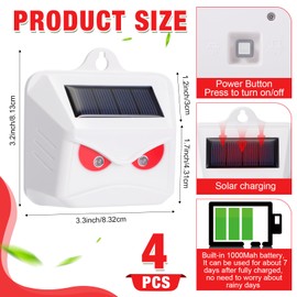 Qualirey 4 Pack Solar Control Light Nocturnal Animal Repeller Outdoor Animal Deterrent Devices Light Sensor Animal Repellent for Skunk Deer Coyote Fox Raccoon Cat Garden Yard Farm Chicken Coop