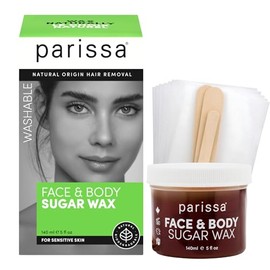 Parissa - Kit de cera de azúcar natural para cara, labios y cuerpo, cera depiladora para cabello fino a medio, lavable en microondas, lavable al agua,