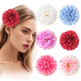 6 PCS Hawaiian Flower Hair Clips for Women Daisy Flower Hibiscus Hair Barrettes Hawaiian Artificial Accessories for Vacation Beach Party Boho Clips for Girls Wedding