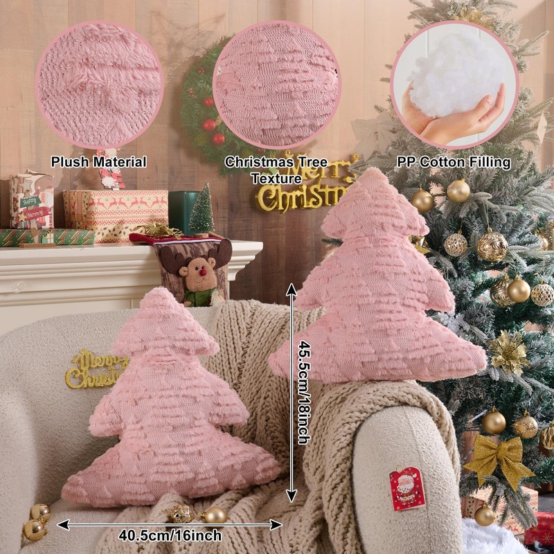Lanpn Christmas Tree Pillows Set of 2, Tree Christmas Decoration