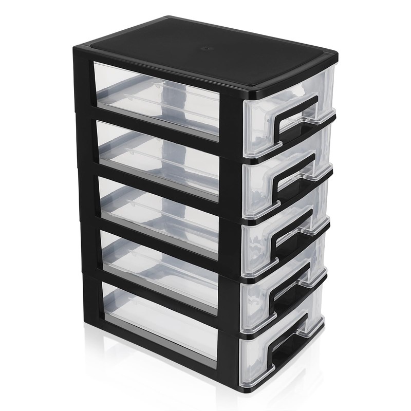 Operitacx 5 Plastic Storage Drawers, Multifunctional Plastic Drawers Storage Unit