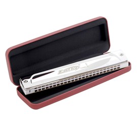 East top 24 Hole Tremolo Harmonica Key of F, Professional Harmonica F Tremolo Harmonica F 24 Hole Armonica Musical Instrument Mouth organ for Professional Player, Beginner, Students, Gift