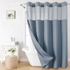 eachope Extra Long No Hooks Needed Linen Textured Shower Curtain