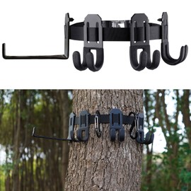 HNJXCAQYQ Treestand Strap Gear Hangers - Comes with 3 Metal Gear Hooks and 1 Bow Hanger, for Tree Stand Platform Hunting Gears