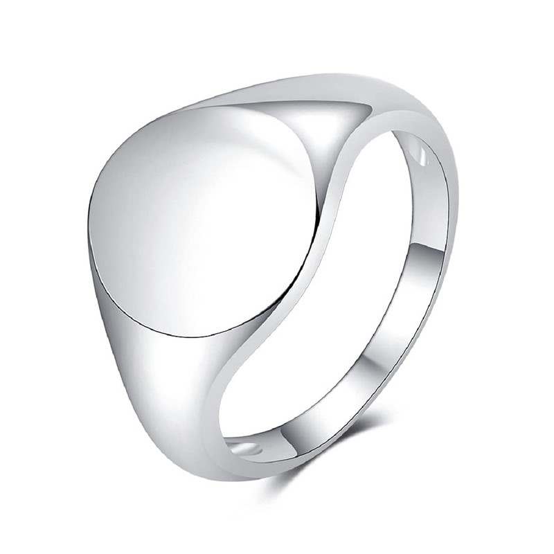 FeatherWish 925 Sterling Silver Ring Retro Vintage Style Signet Oval