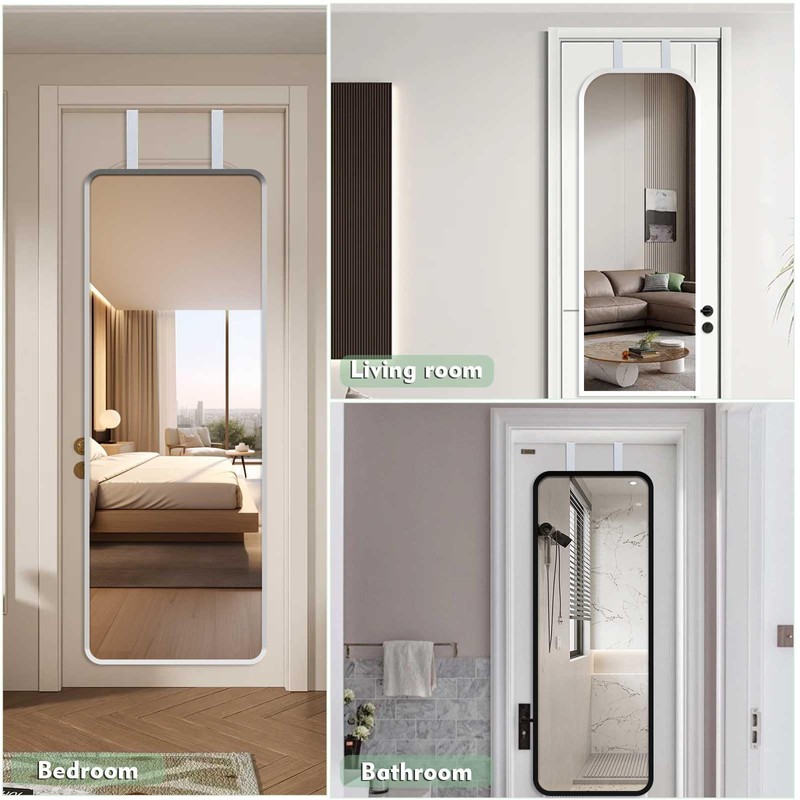 FWUNYVN 2 Pairs Over-The-Door Mirror Hanger, Adjustable Door Mirrors Hook