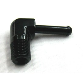 Performance Plumbing Components 1/8" NPT to 3/16" Hose 90 Degree hose barb Show Polished Black Anodized Alum